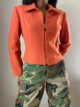 Load image into Gallery viewer, Vintage Orange Wool Soft Zippered Jacket Blazer (L)
