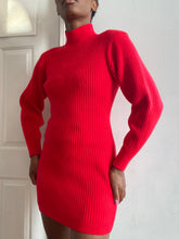 Load image into Gallery viewer, Red Hot Ribbed Knit Mini Sweater Dress(S)
