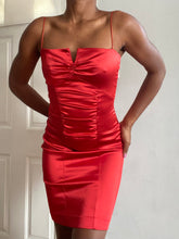 Load image into Gallery viewer, Vintage Elegant Thin Strap Satin Red Nicole Miller Shinery Dress(8)
