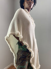 Load image into Gallery viewer, WHBM White Fleece Poncho Cape Coverup

