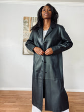 Load image into Gallery viewer, Vintage  Black Long Genuine Leather Trench Jacket(XL)
