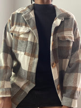 Load image into Gallery viewer, Gray Plaid Soft Fleece Shacket Jacket
