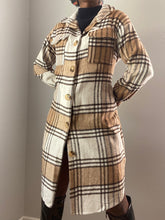Load image into Gallery viewer, Brown Plaid Soft Fleece Shacket Jacket(XL)

