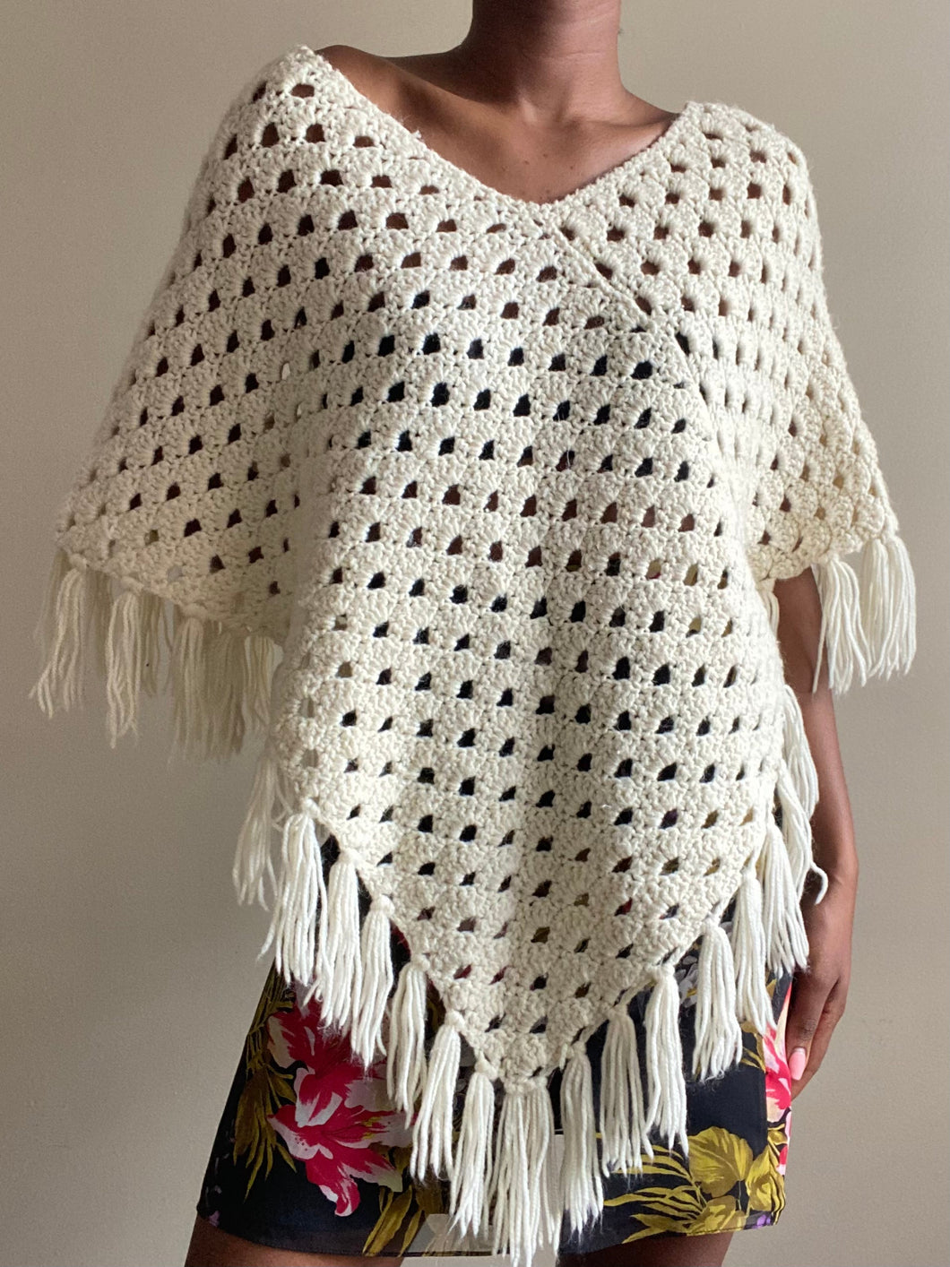 Hand Knitted Poncho Cape Coverup