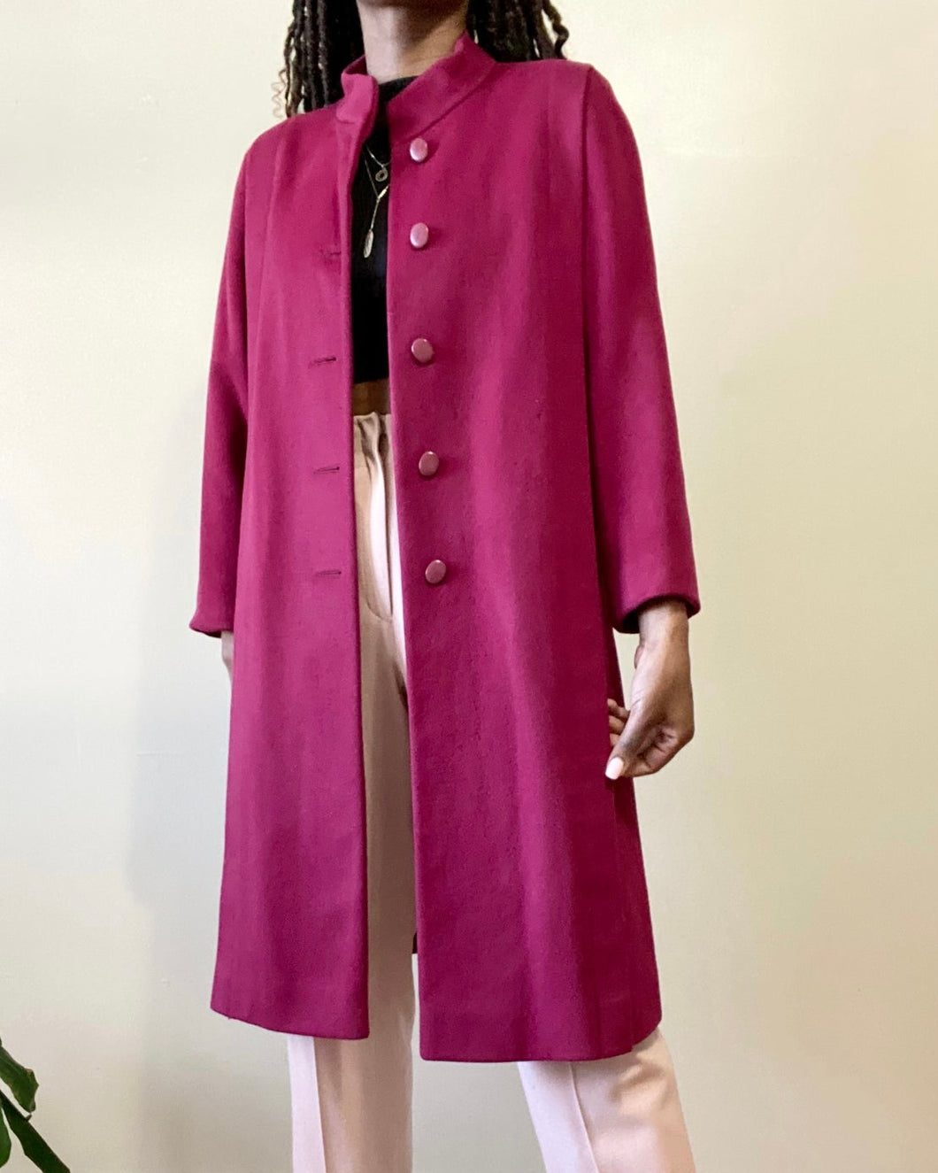Vintage Pink Plum Executive Wool Lined Coat(M)
