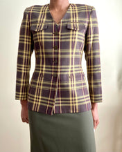 Load image into Gallery viewer, Vintage Olive Window Pane Skirt Suit Set(S/M)
