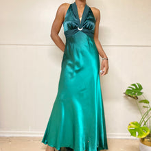 Load image into Gallery viewer, Vintage Emerald Green Cocktail Maxi Gown Dress(L)
