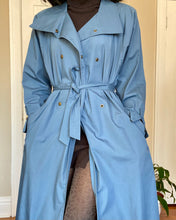 Load image into Gallery viewer, Vintage Aqua Blue Belted Trench Coat
