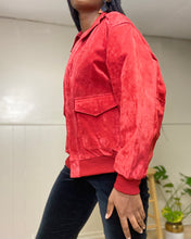 Load image into Gallery viewer, Vintage Red Suede Bomber Jacket (M)
