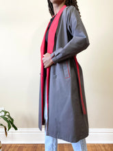 Load image into Gallery viewer, Vintage Charcoal Gray Belted Trench Coat
