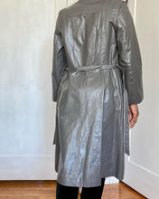 Load image into Gallery viewer, Vintage Gray Long Genuine Leather Trench Jacket(M)
