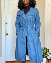 Load image into Gallery viewer, Vintage Aqua Blue Belted Trench Coat
