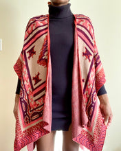 Load image into Gallery viewer, Maroon Abstract Poncho Cape

