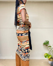 Load image into Gallery viewer, Vintage Orange Safari African Print Dress
