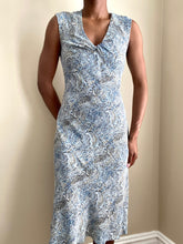 Load image into Gallery viewer, Blue Floral Silk Midi Dress
