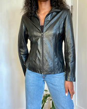 Load image into Gallery viewer, Vintage Wilsons Leather Shimmery Black Coat Jacket (M)
