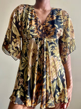 Load image into Gallery viewer, Wide Sleeve Sheer Vneck Floral Dress Top

