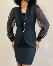 Load image into Gallery viewer, Vintage Noir Sheer Sleeve Blazer Dress Set
