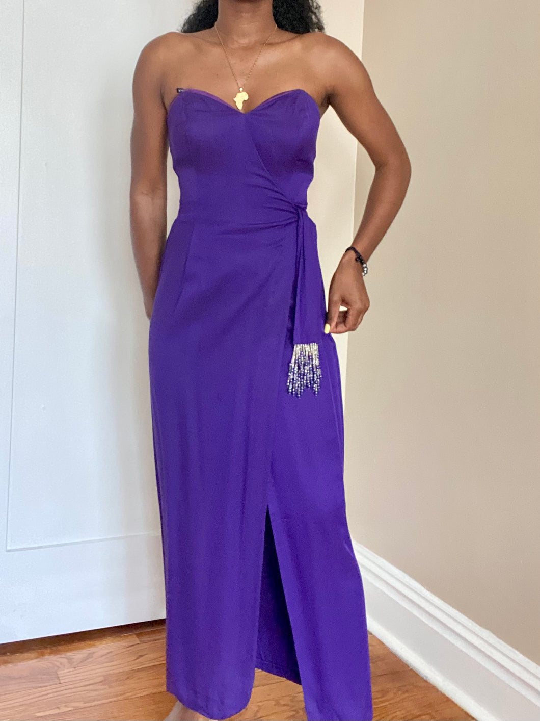 Vintage Purple/Blue Strapless Cocktail Dress(M)