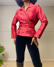 Load image into Gallery viewer, Vintage Red Silk Wrap Top (L)
