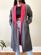 Load image into Gallery viewer, Vintage Charcoal Gray Belted Trench Coat
