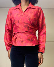 Load image into Gallery viewer, Vintage Red Silk Wrap Top (L)

