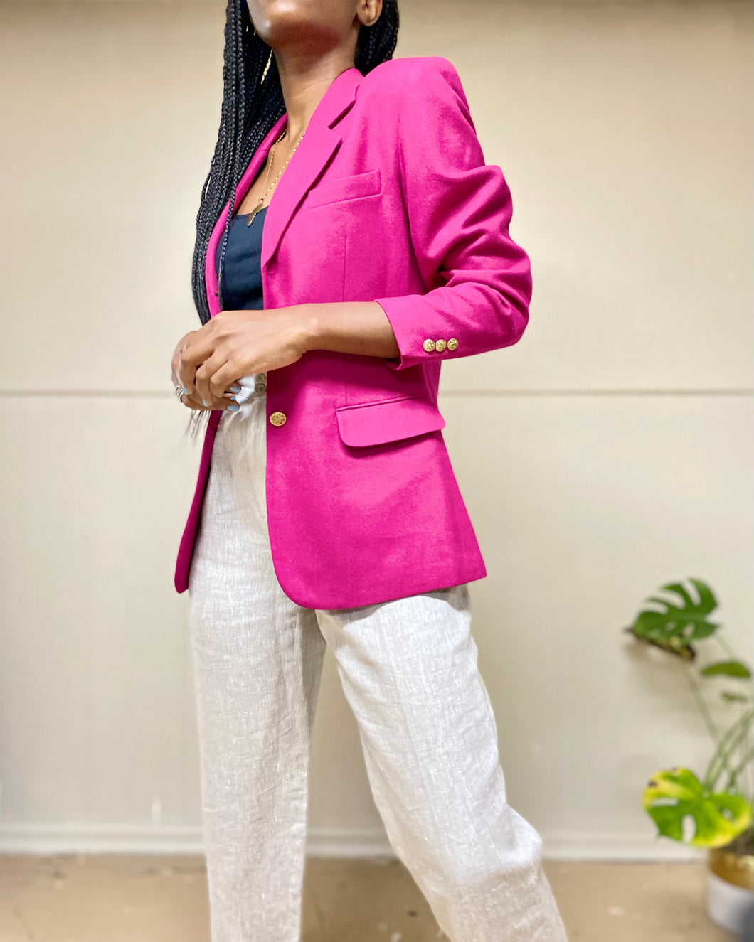 Vintage Appraisal Pink FuchsiaWool Blazer(M)