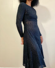Load image into Gallery viewer, Vintage Sheer Embellished Black Dress
