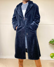 Load image into Gallery viewer, Black Noir Fluffy Long Trench Coat Jacket
