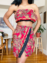 Load image into Gallery viewer, Vintage Reworked Parsley Red Mini Skirt Set(M)
